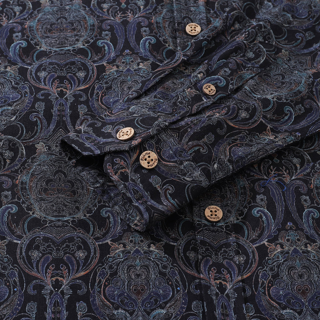Men's Symmetrical Aesthetic Long Sleeve Cotton Button-Down Shirt