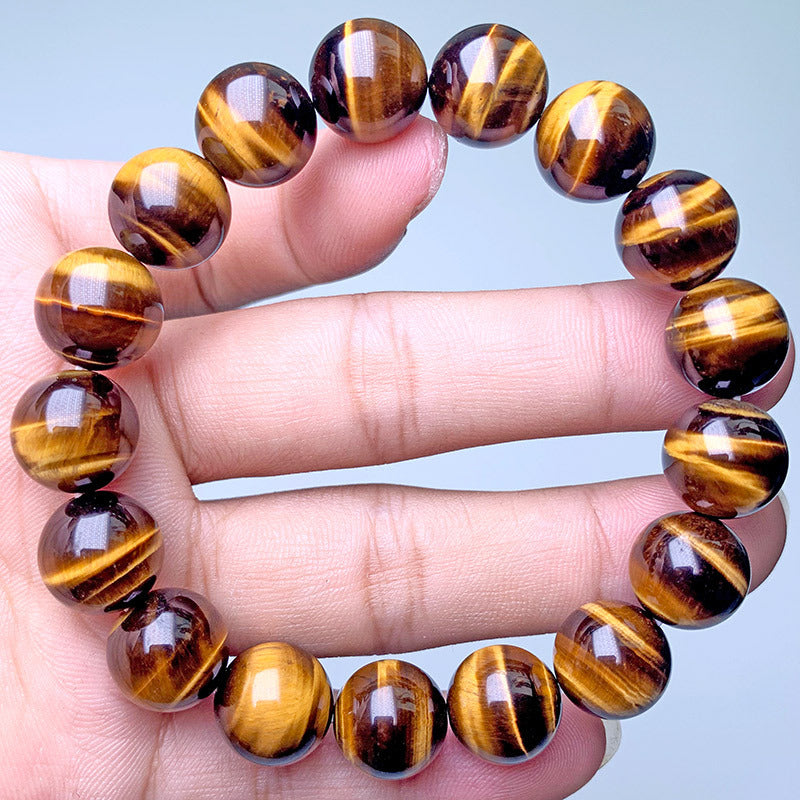 Natural Yellow Tigers Eye Beaded Bracelet Polished Gemstone