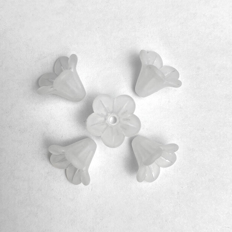 Frosted Acrylic Trumpet Flower Beads, 3D Bell-Shaped Bud Charms For DIY Hanfu Hairpin Flower Bases, Earrings & Jewelry Making.
