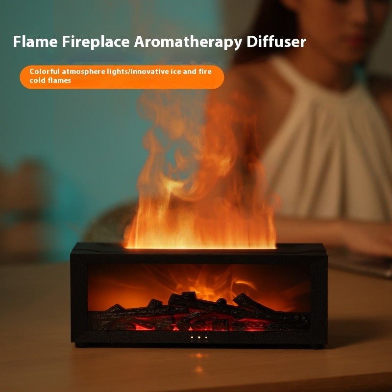 Modern Flame Aromatherapy Diffuser & LED Mist Humidifier, Black
