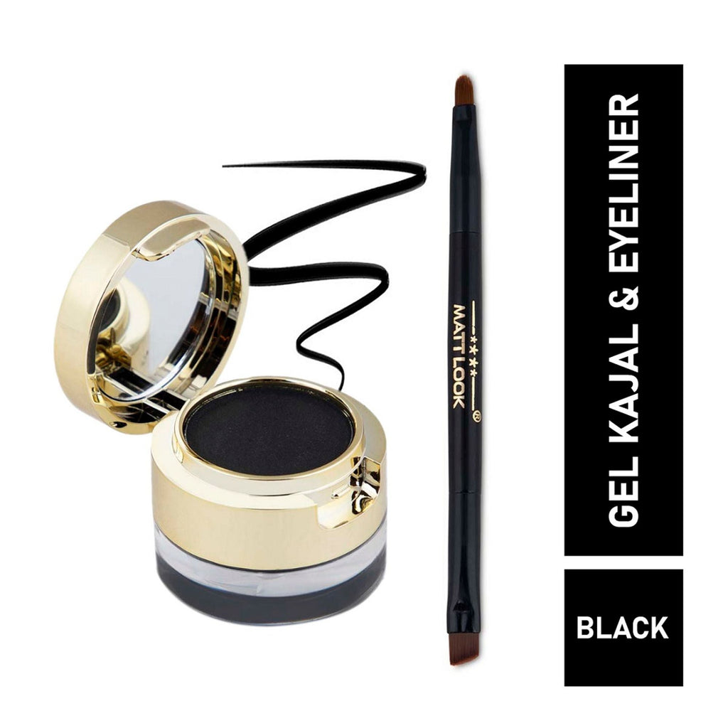 Matt Look 24Hr Stay Gel Kajal and Cake Eyeliner in deep black shade for professional eye makeup