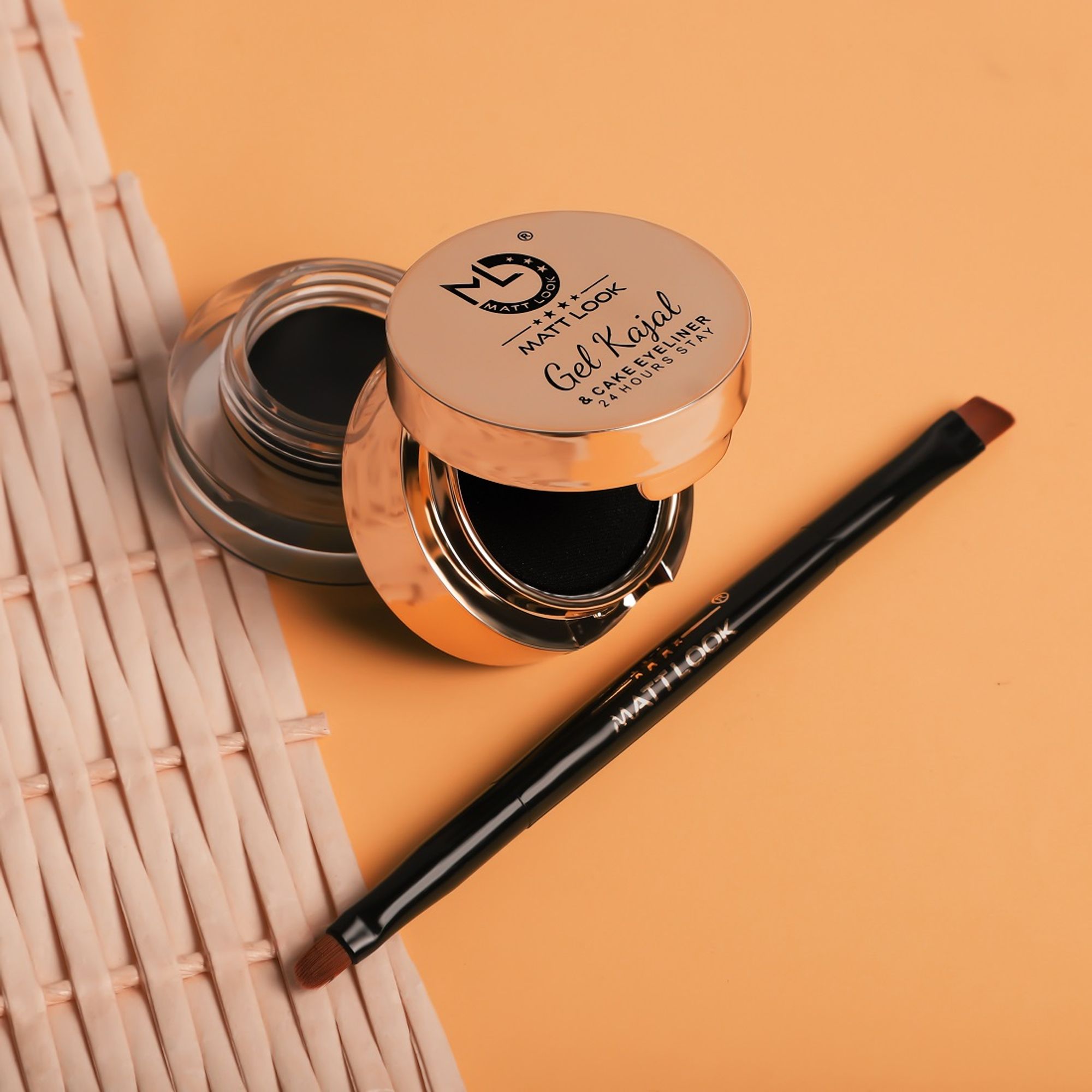24Hr Stay Gel Kajal & Cake Eyeliner - Waterproof Smudge-Proof Black