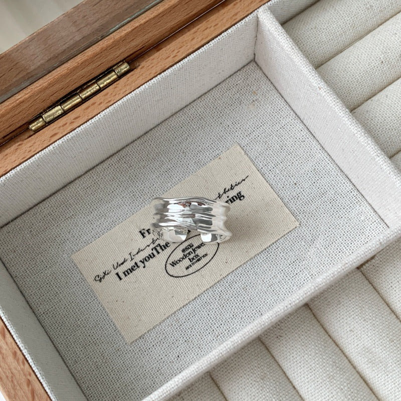 Luxury Hollow Out Irregular Flower Ring For Women, Sweet Cool Ins Style, Niche Minimalist Elegant Band