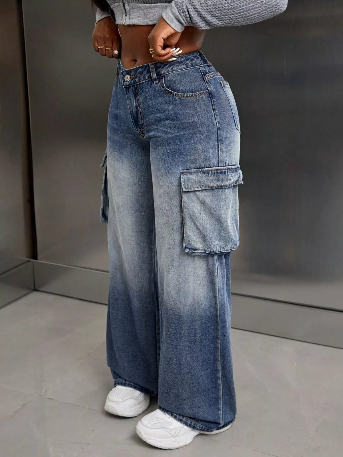 Vintage Wide Leg Cargo Jeans