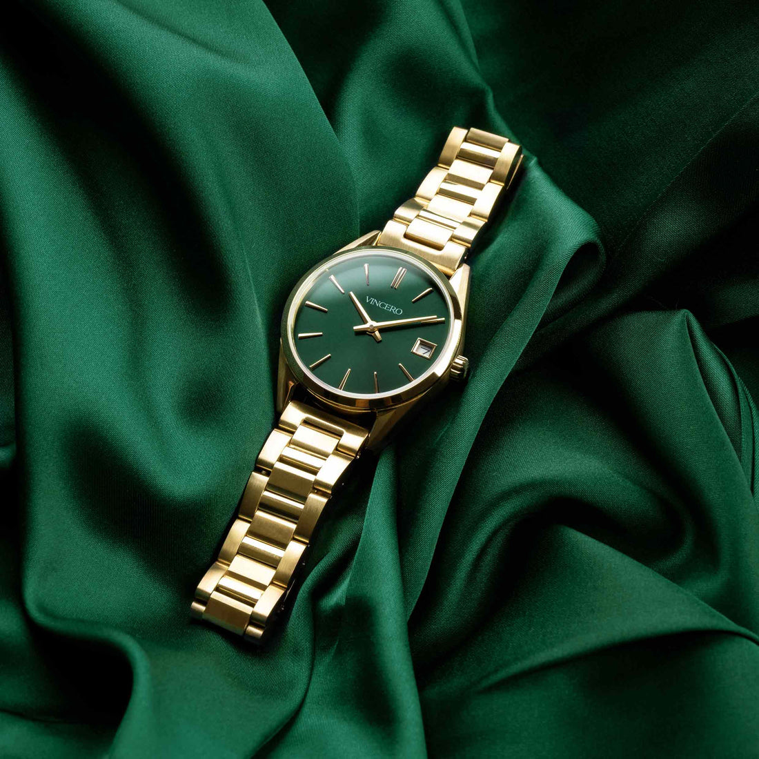 The Harper Gold + Green Minimalist 29mm Stainless Steel Watch