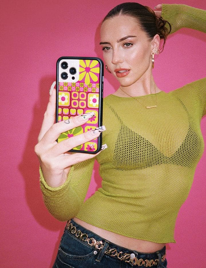 Flower Funk Retro Floral iPhone Case in Pink and Green - Image 10