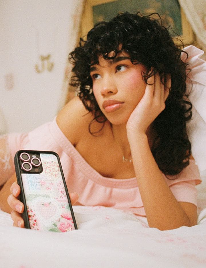 Frilly Floral iPhone Case with Patchwork Hearts and Pointelle