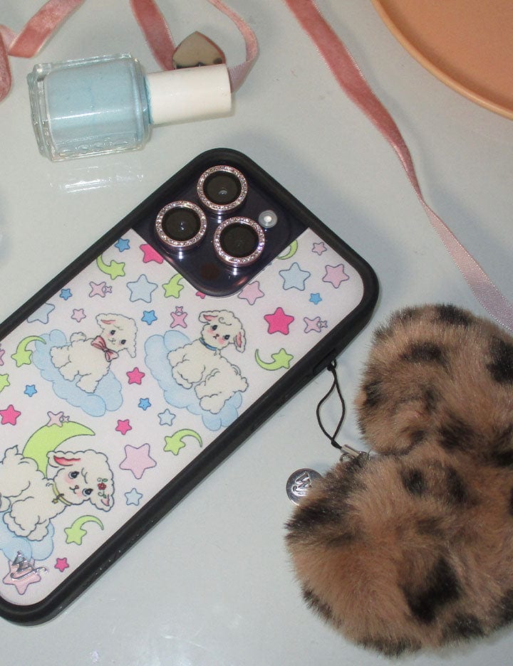 Fuzzy Leopard Print Heart Phone Charm with Metal WF Detail - Image 5