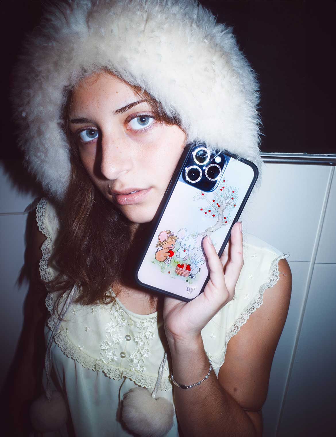 Mice Friends Graphic iPhone Case with Black Protective Bumper - Image 36