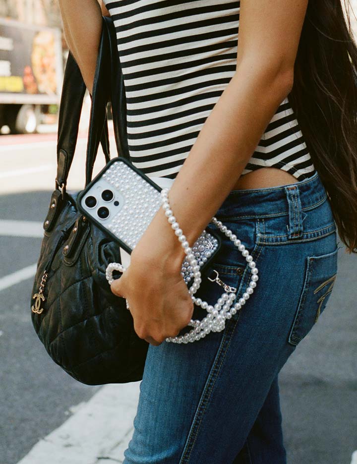 Pearl iPhone Case in White with Protective Black Frame - Image 45