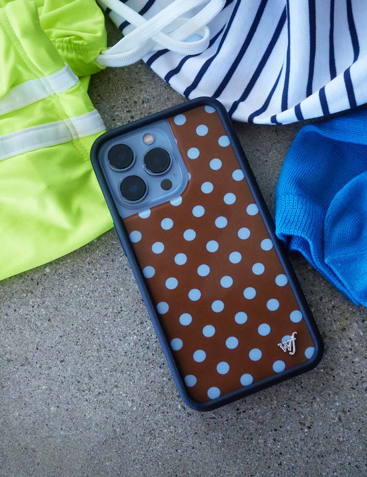 Brown and Blue Polka Dot iPhone Case for Retro Aesthetic - Image 47