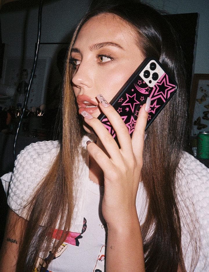 Super Star iPhone Case with Pink Star Pattern and Black Bumper - Image 26