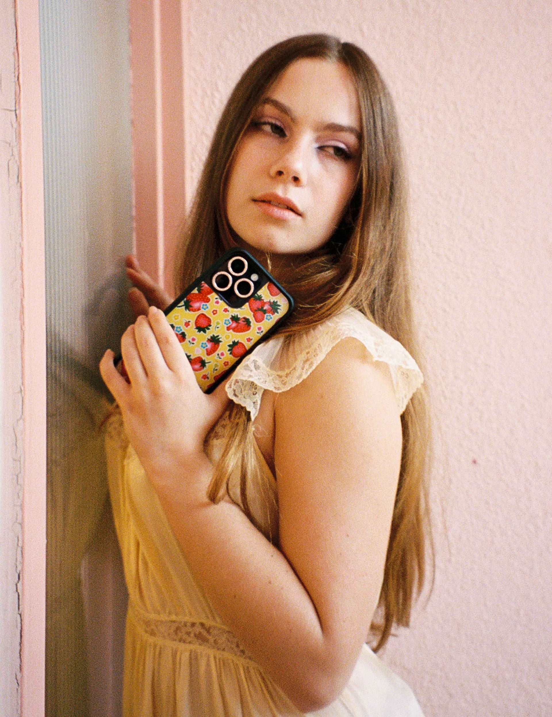 Sweet Berries Strawberry Print iPhone Case with Floral Details - Image 28