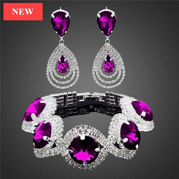 Glamorous Austrian Crystal Bridal Jewelry Set for Wedding Prom