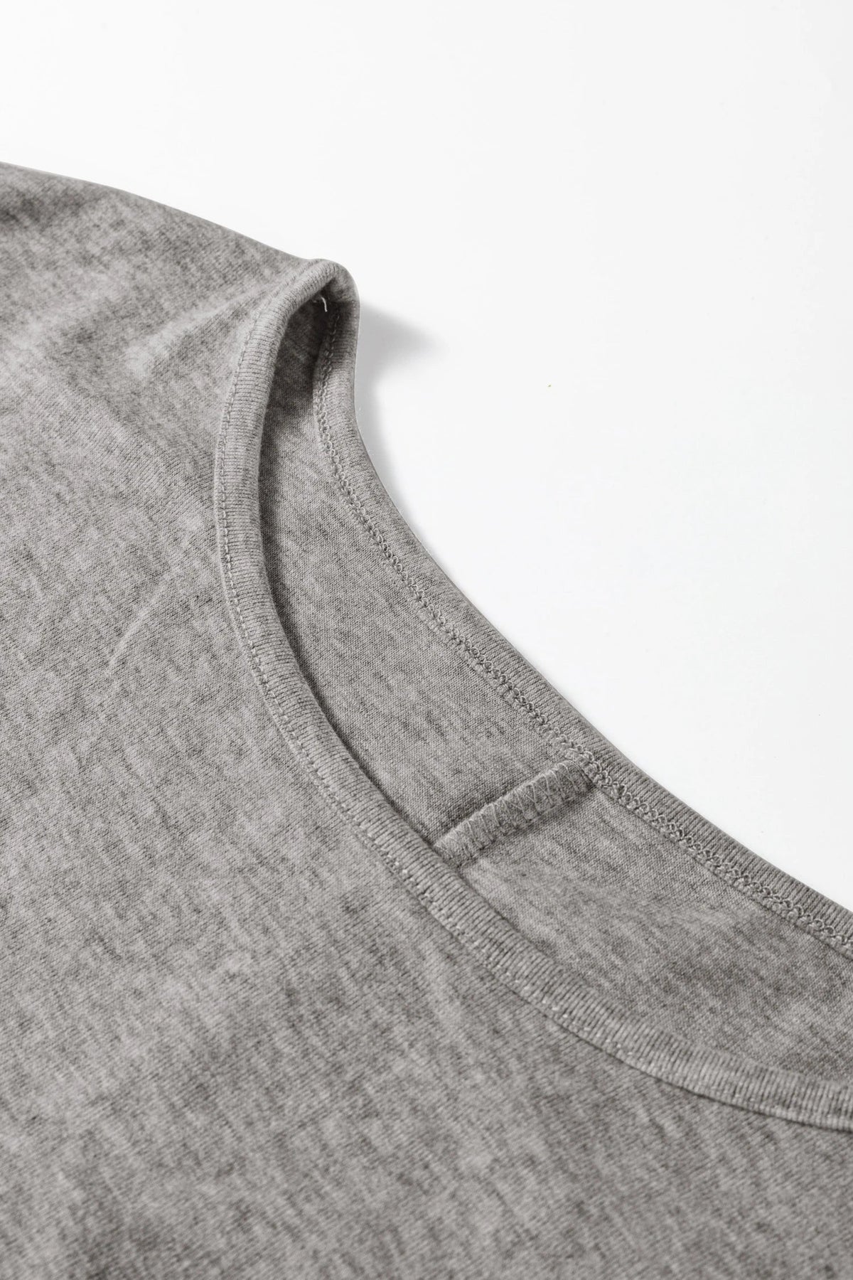 Solid Round Neck Extended Cuff Long Sleeve Top