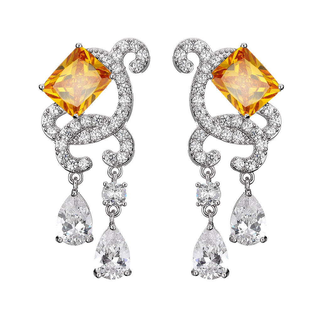 RAKOL Micro Pave Zircon Tassel Drop Earrings Shiny Dangle Ear Jewelry For Women