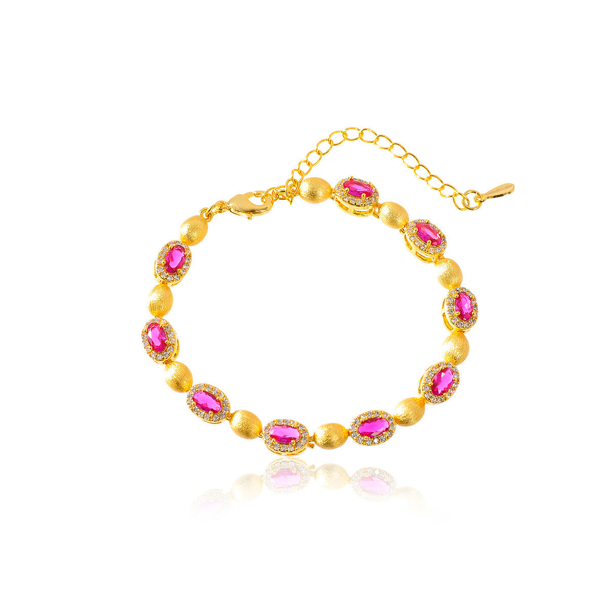 Womens Red Corundum Zircon Bracelet