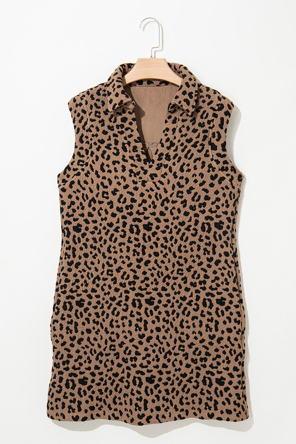 Leopard Print Sleeveless Mini Dress Tan and Black Summer Dress