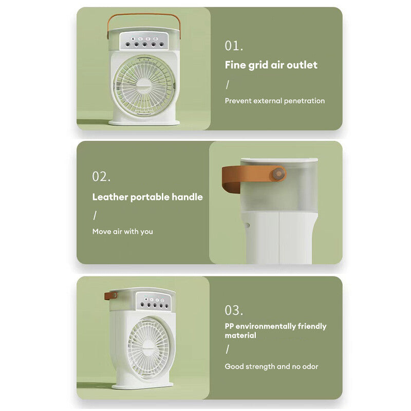 Portable 5-Spray USB Air Cooler & Humidifier with 7 LED Lights