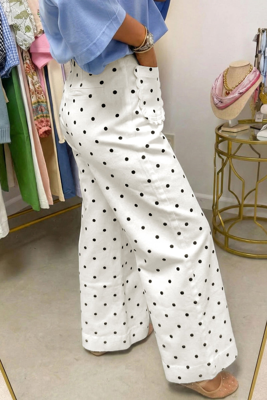 Whitley Patch Cotton Shift Pants in Black and White