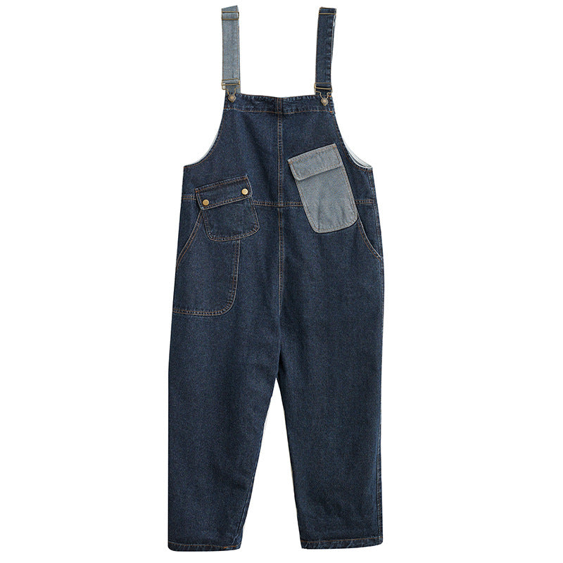 Women's Denim Cowboy Cropped Overalls - Relaxed Harajuku Style - Image 5