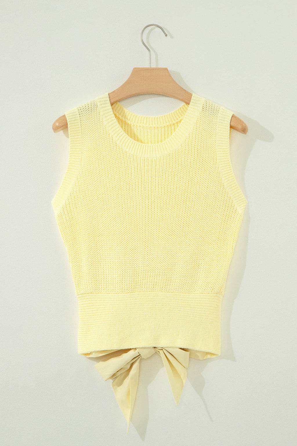 Solid Cropped Tie Back Cutout Knit Tank in Yellow