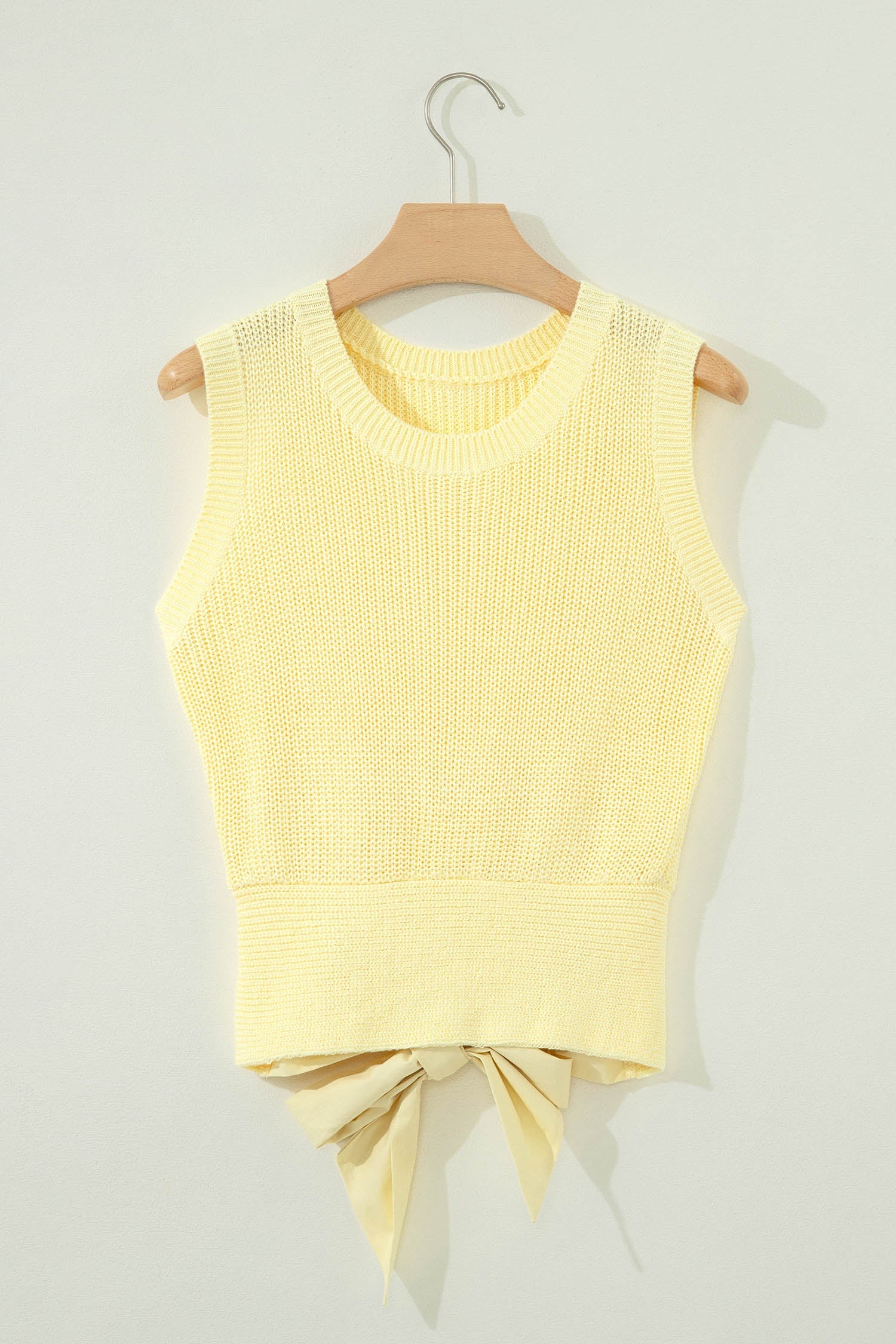 Solid Cropped Tie Back Cutout Knit Tank in Yellow