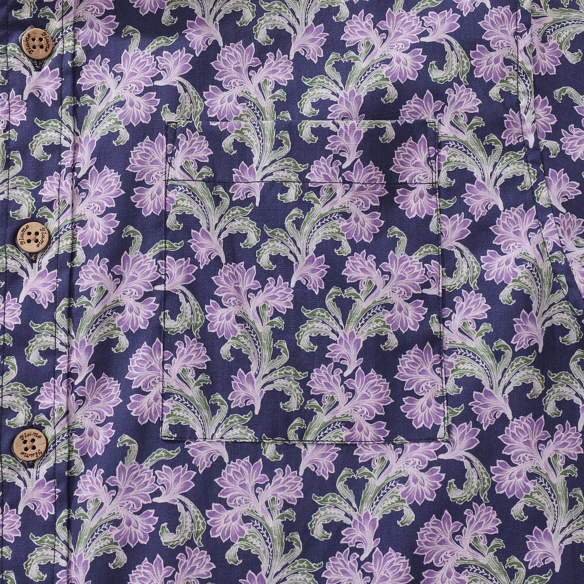 Men's Hawaiian Shirt Button Down Morris Shirt Purple Floral Cotton Aloha Shirt Tribute To William Morris By Amy