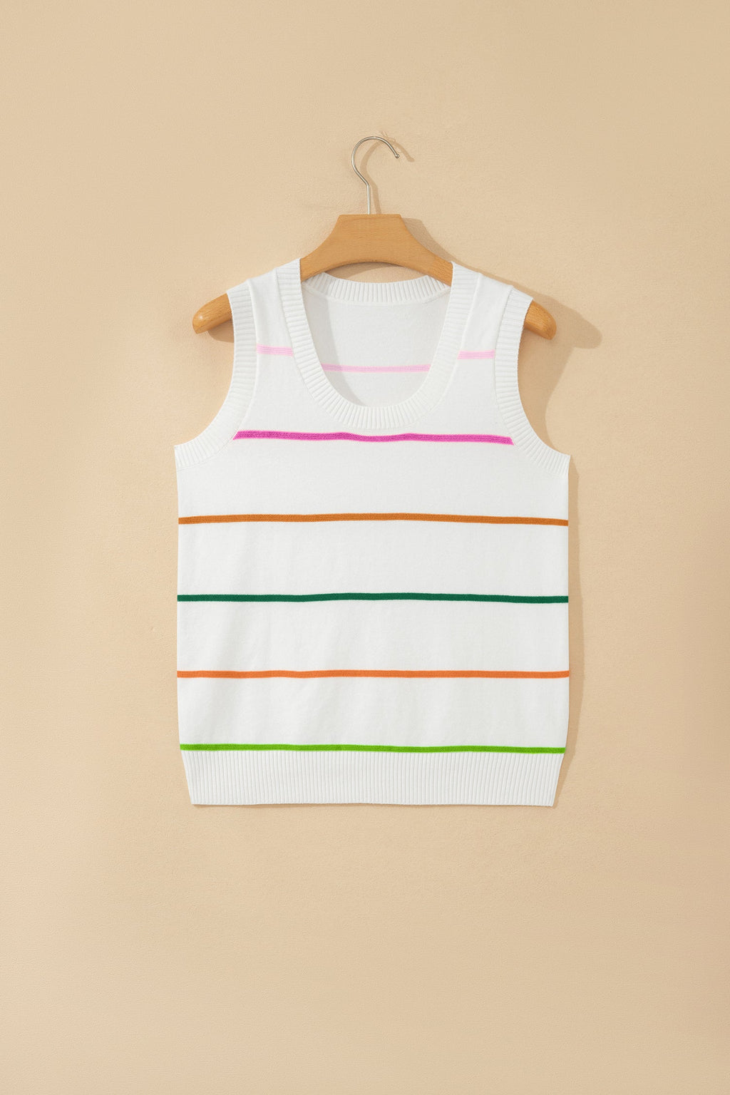 Soraya Multi-Color Striped Ribbed Knit Sweater Tank