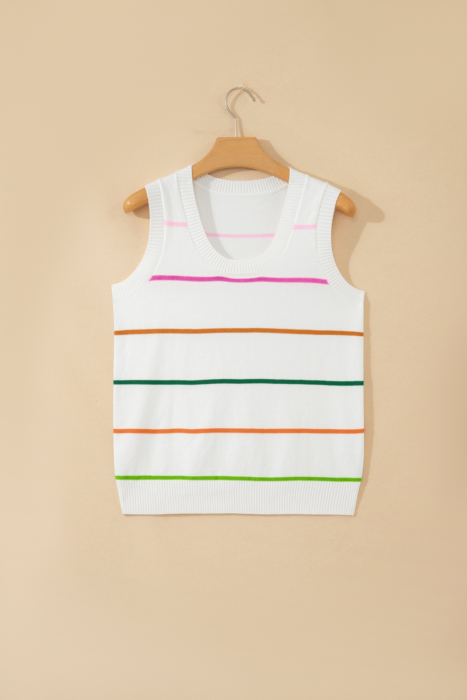 Soraya Multi-Color Striped Ribbed Knit Sweater Tank