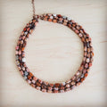 Triple Strand Layered Boho Earth Regalite Collar Necklace 264j