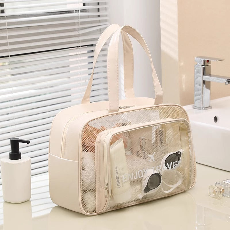 Pink Toiletry Organizer Bag for Travel and Footwear Storage