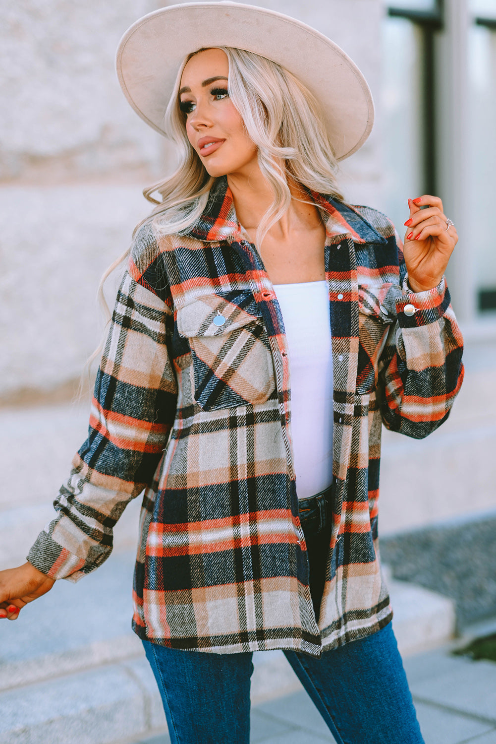 Brown Plaid Flannel Shacket | Button-Up Long Sleeve