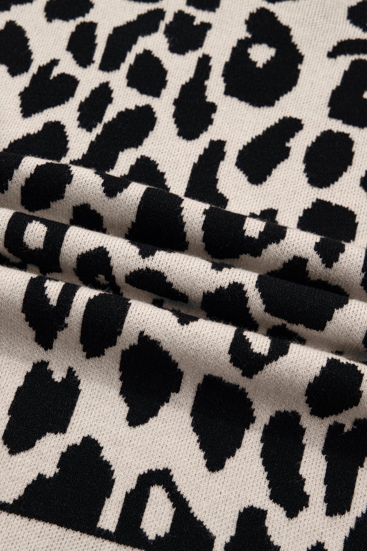 Leopard Mock Neck Short Sleeve Sweater