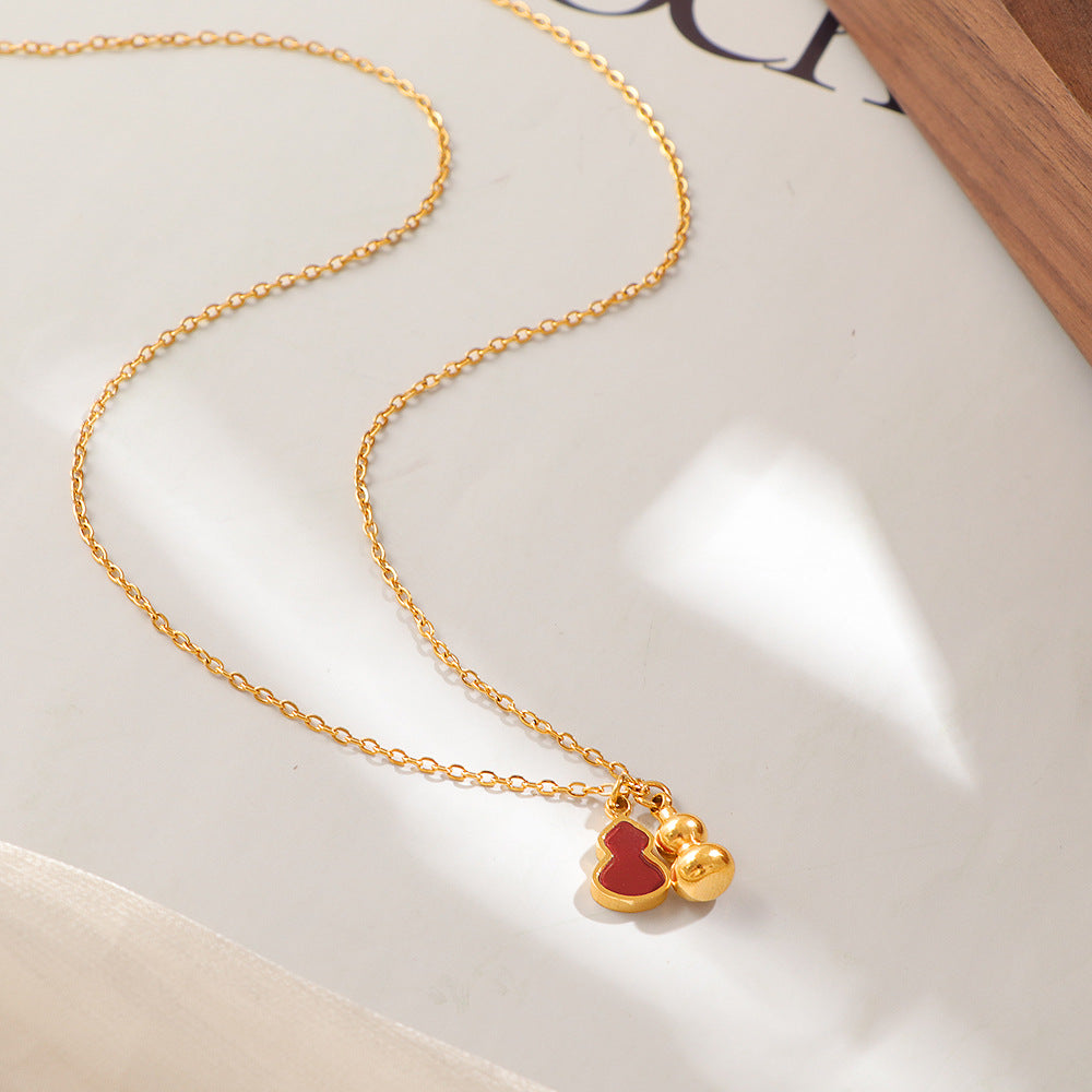 New Lucky Red Shell Gourd Womens Non-Fading Clavicle Necklace