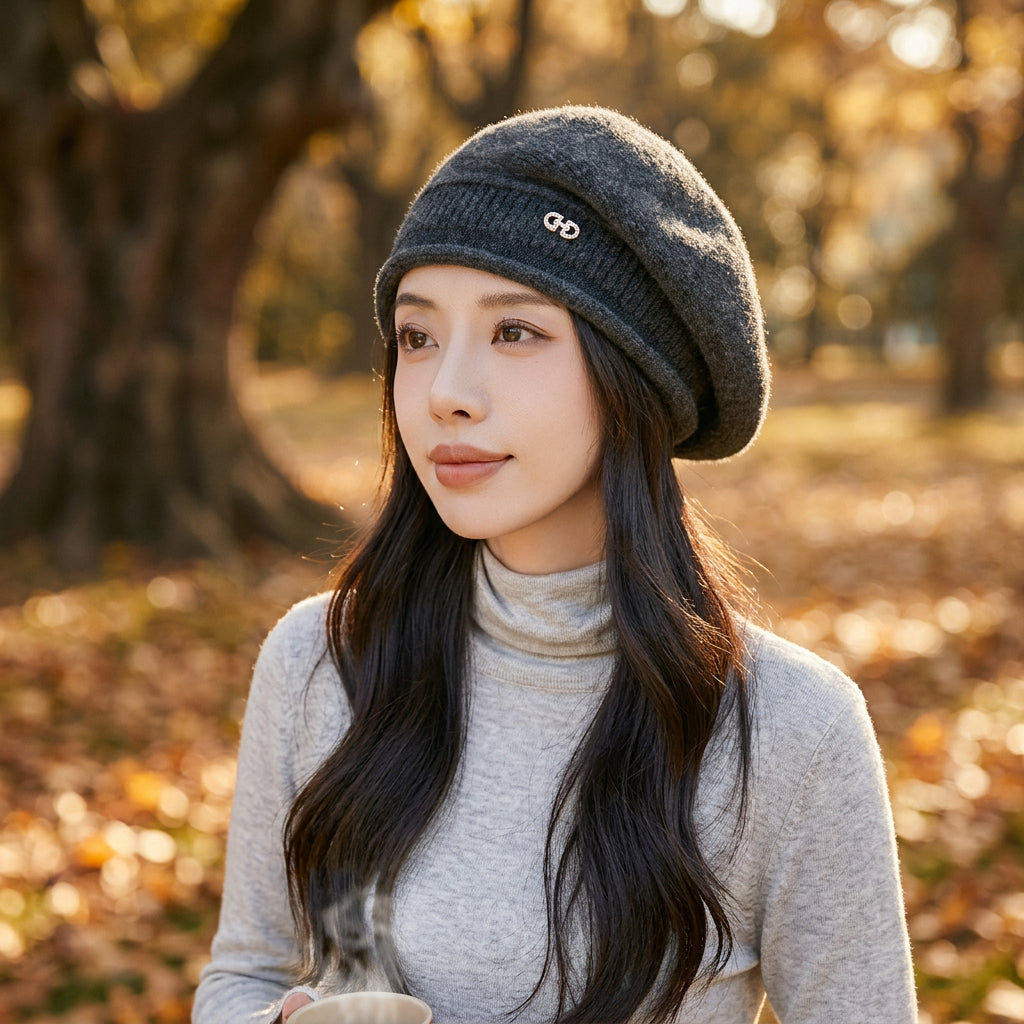 Women’s All-Match Knit Winter Hat – Dome Polyester Beanie