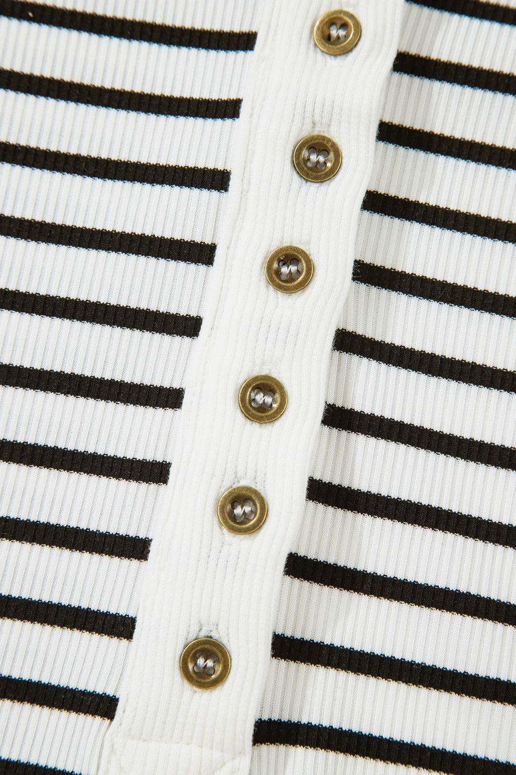 Women's Striped Ribbed Knit Long Sleeve Henley Top - Image 11