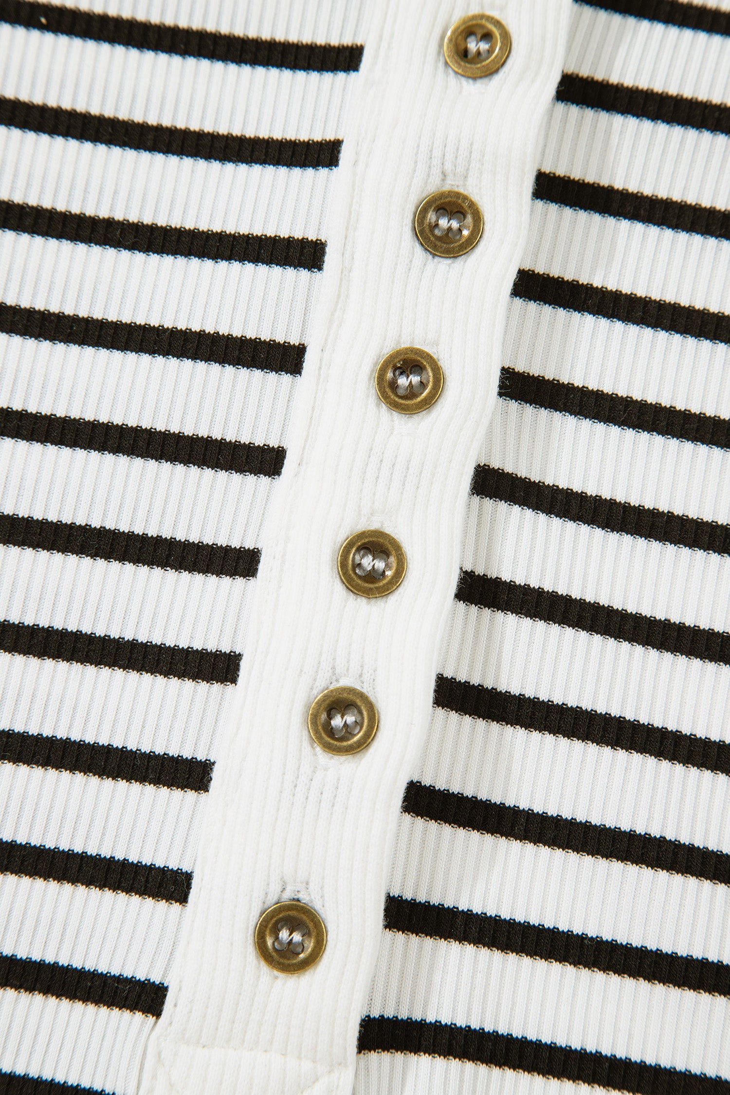 Women's Striped Ribbed Knit Long Sleeve Henley Top - Image 11