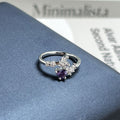 Elegant purple crystal open ring with a premium light luxury finish