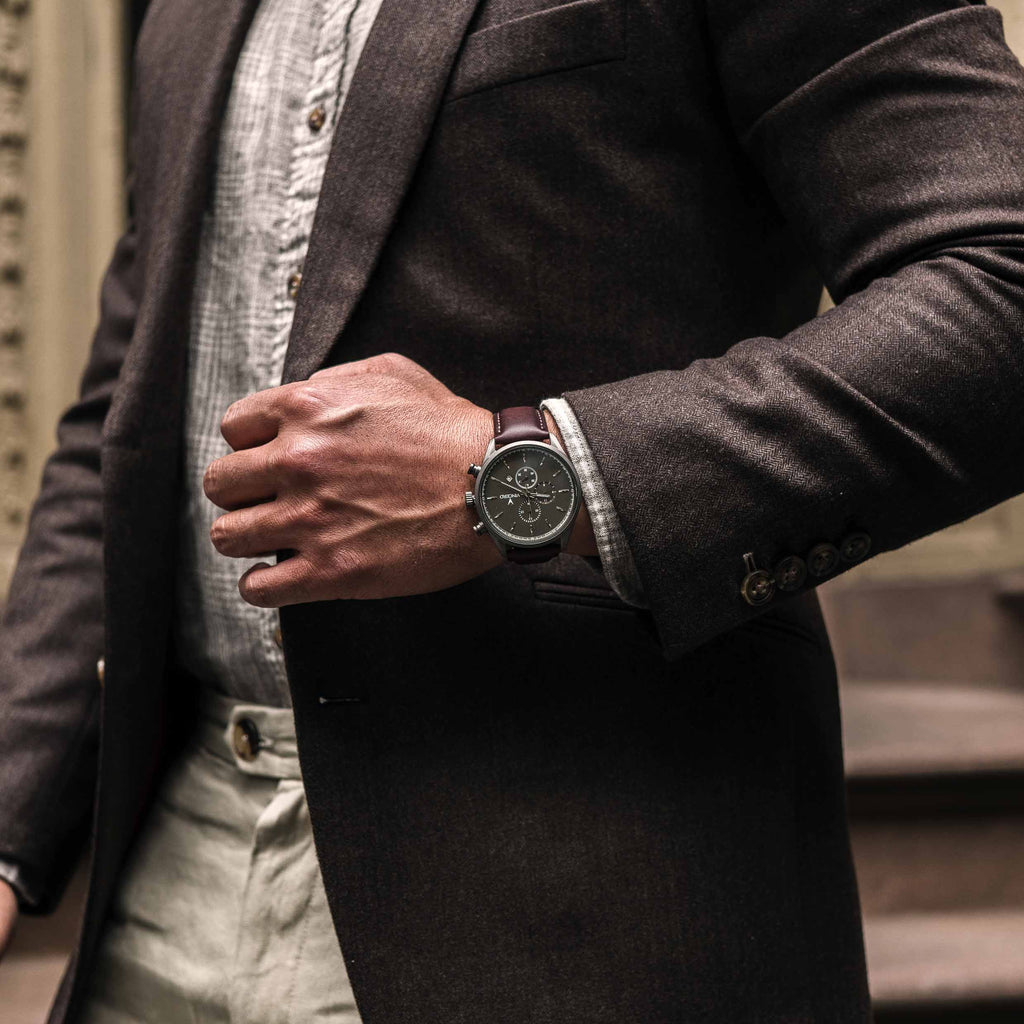 Chrono S2 Watch: Gunmetal Case with Walnut Wood Detail 43mm