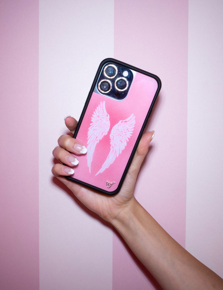 Angel Baby iPhone Case with Pink Wings Graphic Design