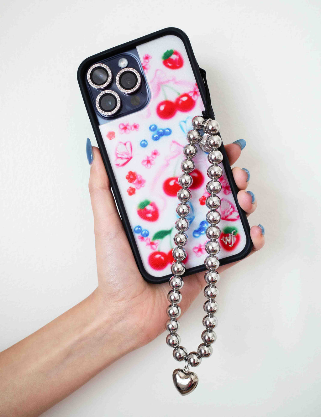 Chrome Heart Wristlet Beaded Phone Charm Strap - Image 6