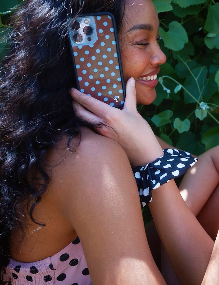 Brown and Blue Polka Dot iPhone Case for Retro Aesthetic - Image 48