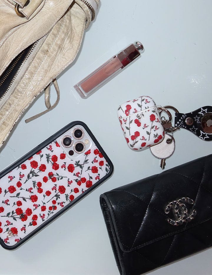 Red Roses AirPods Protective Case with Keychain Attachment