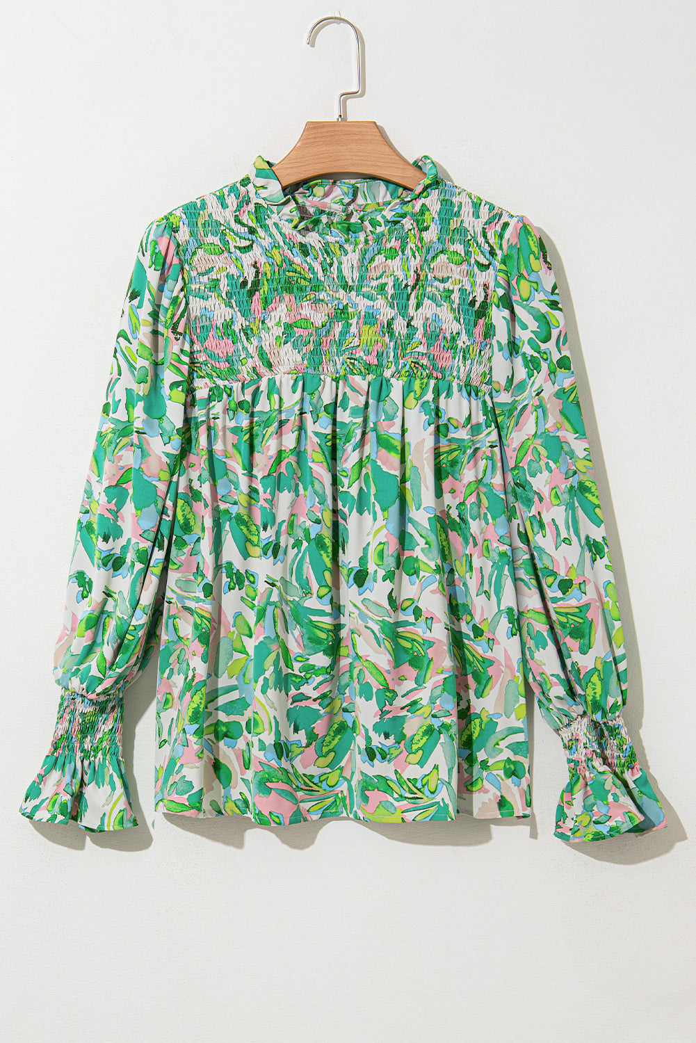 Milena Sleeve Shirred Mock Blouse