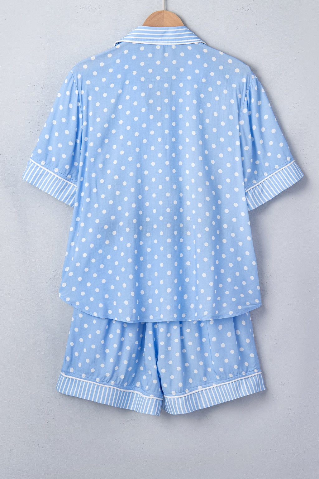 Ila Soft Short Pajama Set: Light Blue Polka Dot Cotton Loungewear