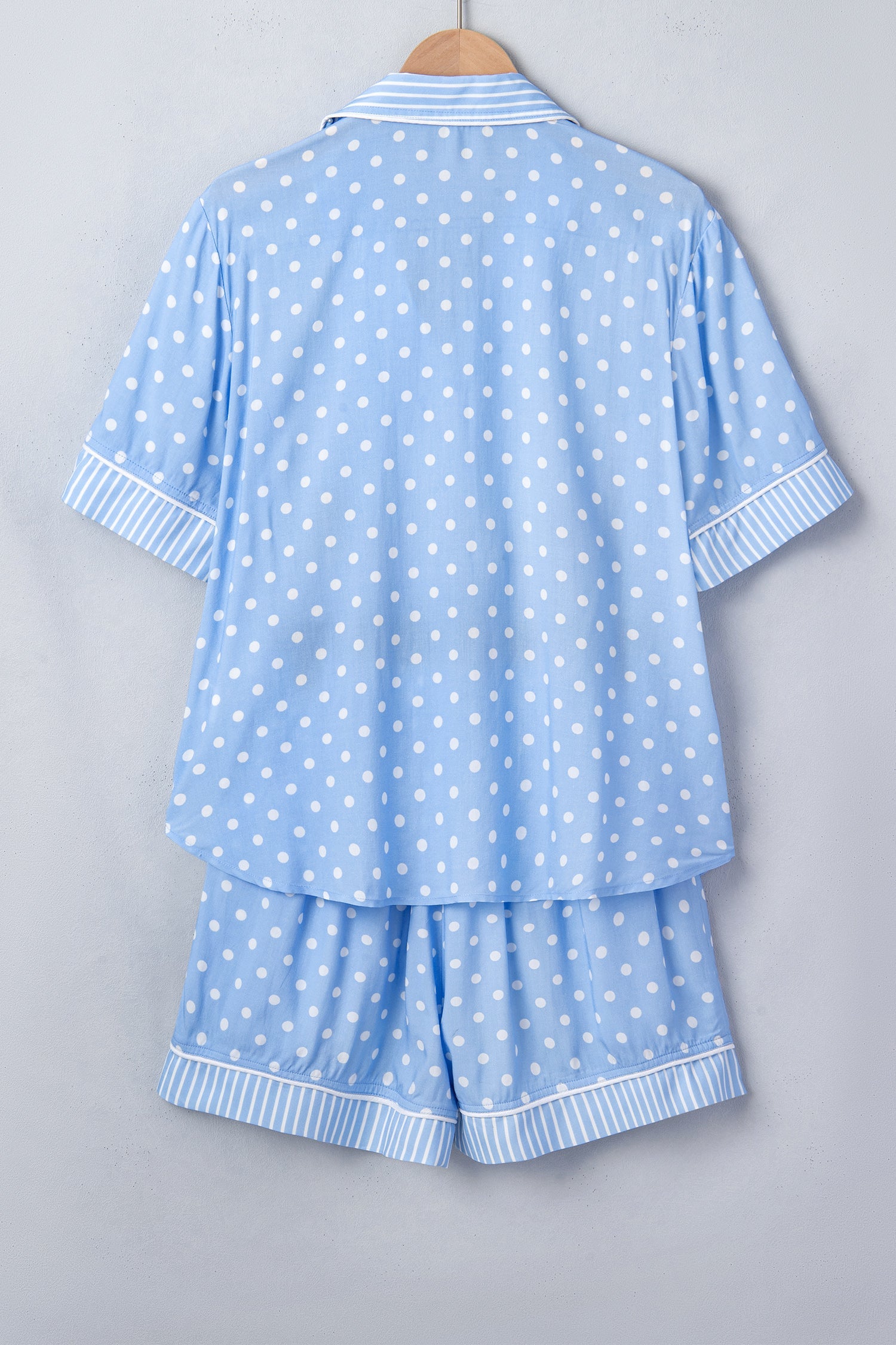 Ila Soft Short Pajama Set: Light Blue Polka Dot Cotton Loungewear