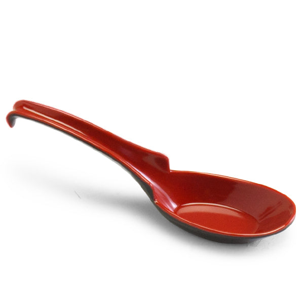 Melamine Chinese Angled Soup Spoon, 60pc (Black/Red)