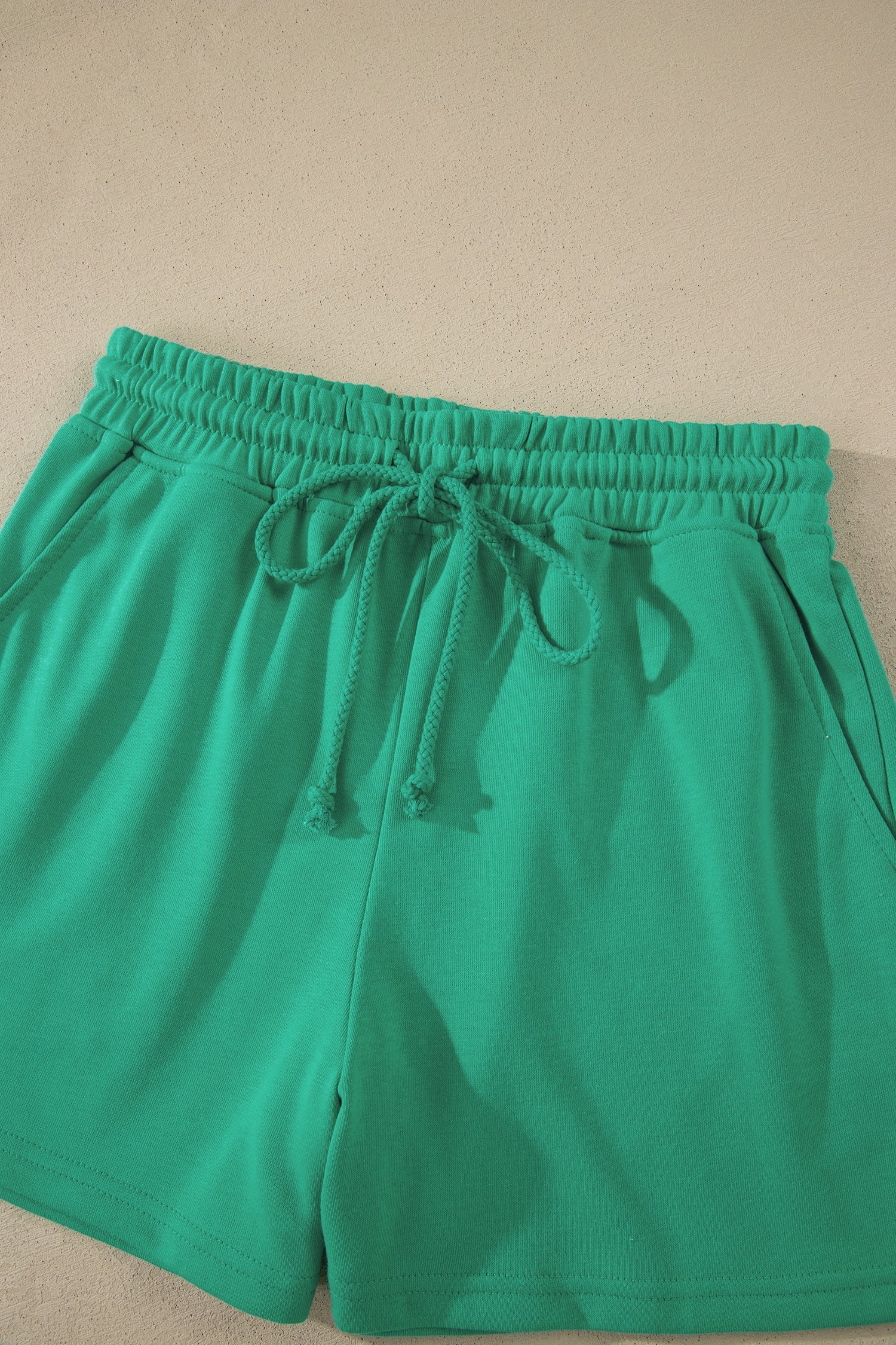 Women's Solid Loose Tee & Drawstring Shorts Loungewear Set