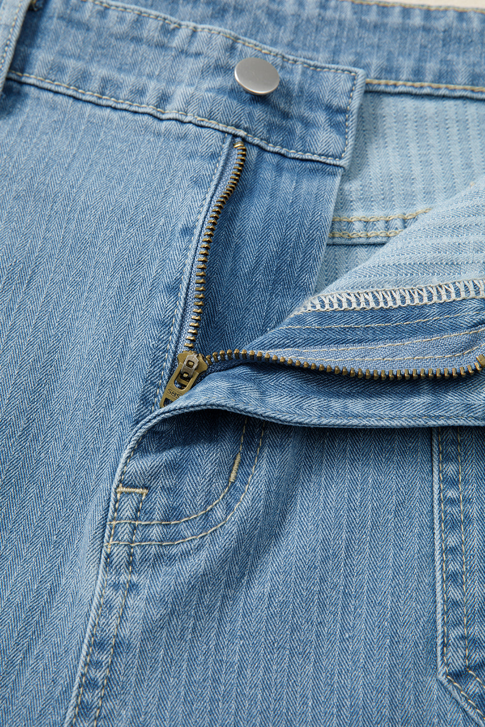 Plus Size Denim Textured Patch Pocket Jeans